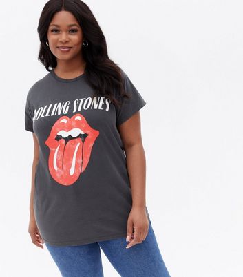 Curves Dark Grey Rolling Stones Logo T 