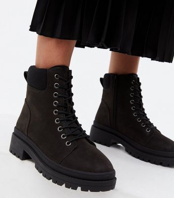 shop for Black Lace Up Front Chunky Boots New Look Vegan at Shopo