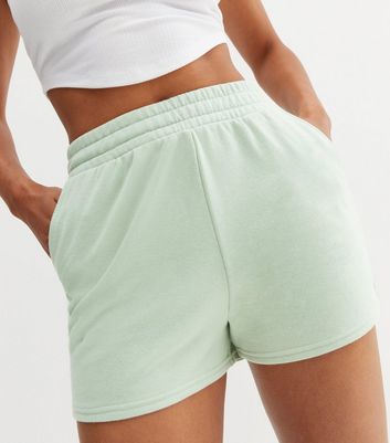 Green Jersey High Waist Shorts New Look