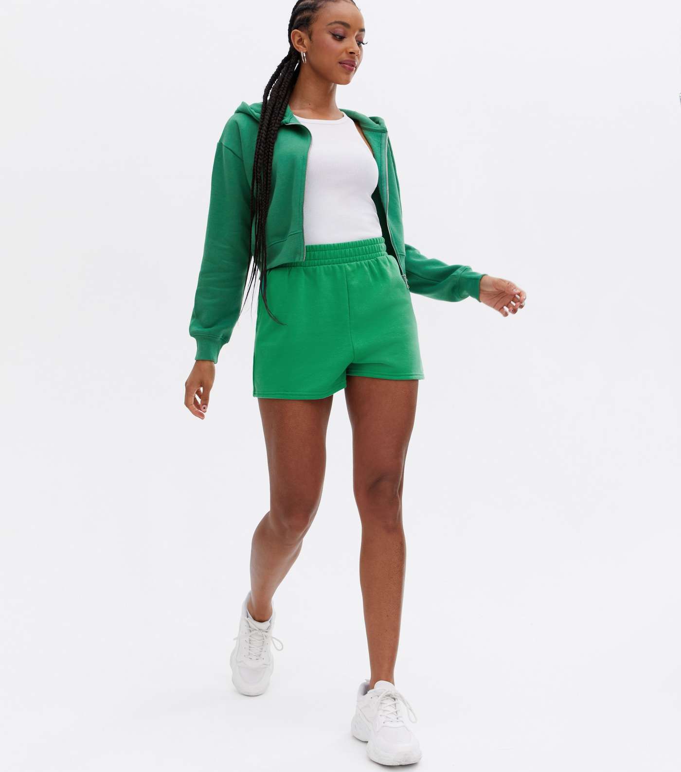 Green Jersey High Waist Shorts