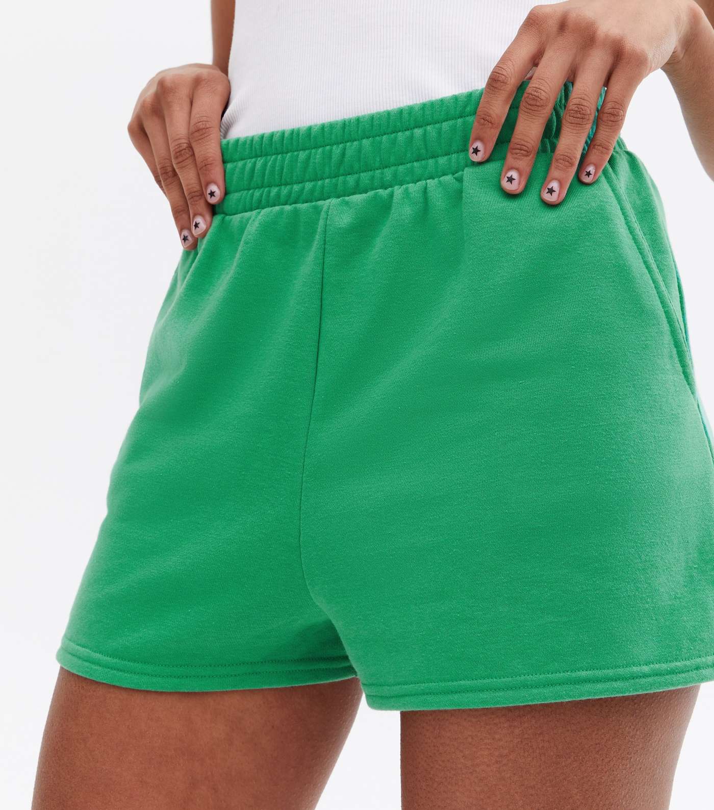 Green Jersey High Waist Shorts Image 3