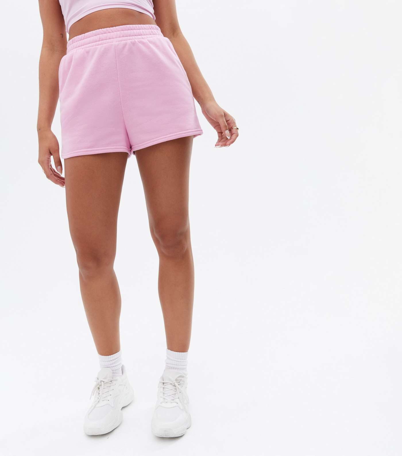 Pink Jersey High Waist Shorts Image 2