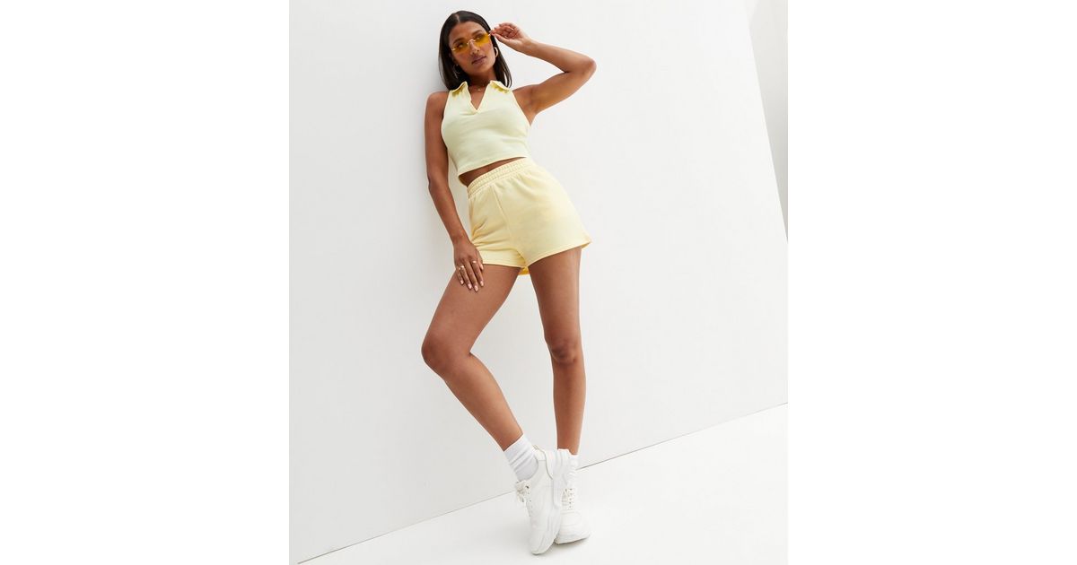 High Waist Yellow Shorts Set main image 1