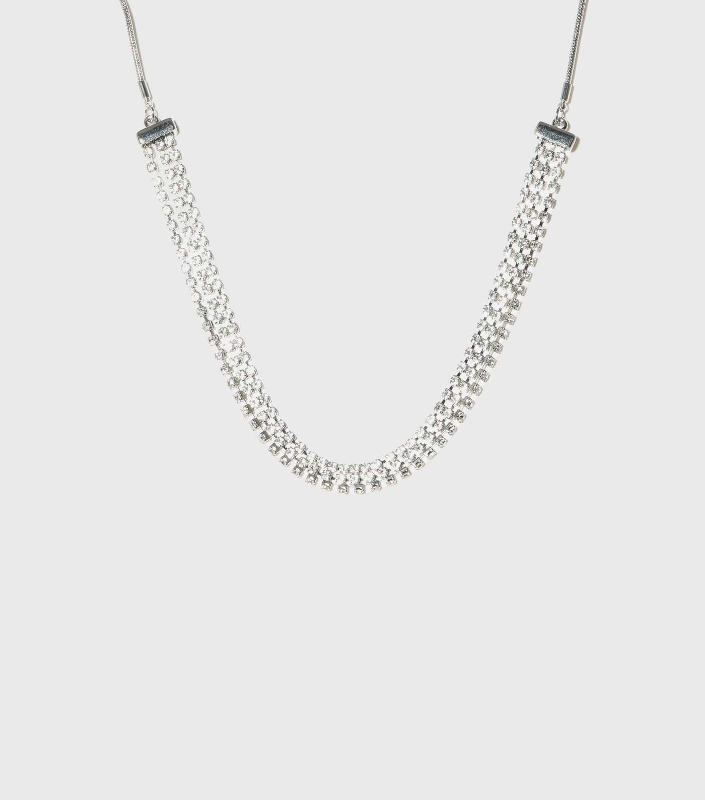Silver Diamanté Triple Row Necklace