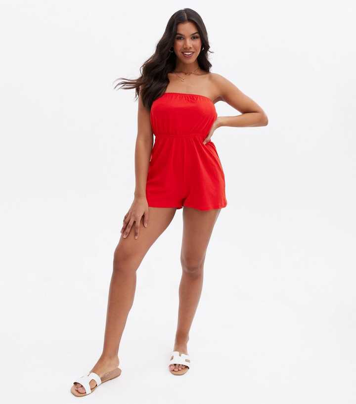 Red Jersey Bandeau Playsuit