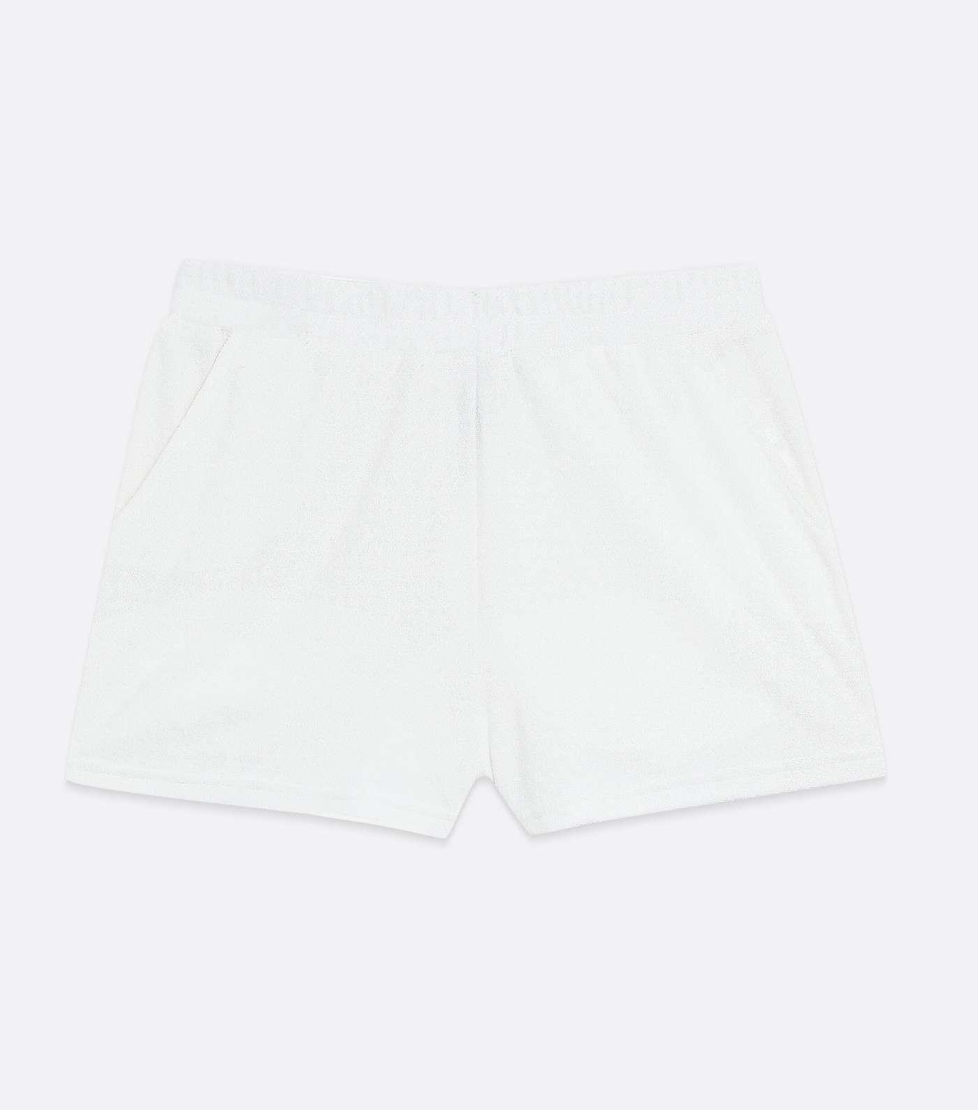 White Towelling Beach Shorts Image 5