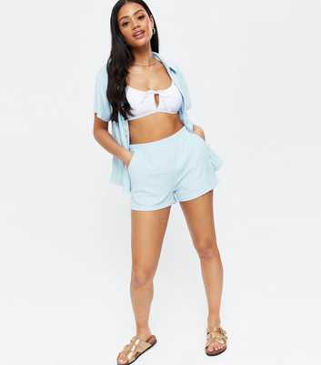 Pale Blue Towelling Beach Shorts