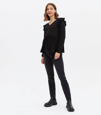 Click to view product details and reviews for Maternity Black Soft Fine Knit Frill Peplum Top New Look.