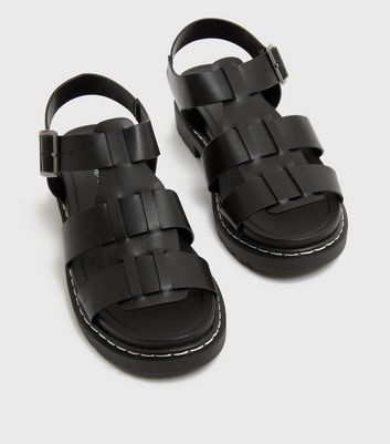 Black Caged Chunky Sandals | New Look