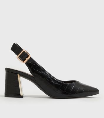 Leather block heel 2025 slingback shoes