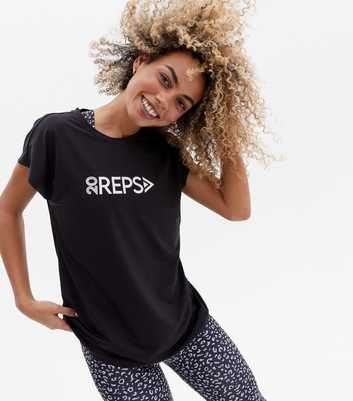 20 Reps Black Logo Sports T-Shirt