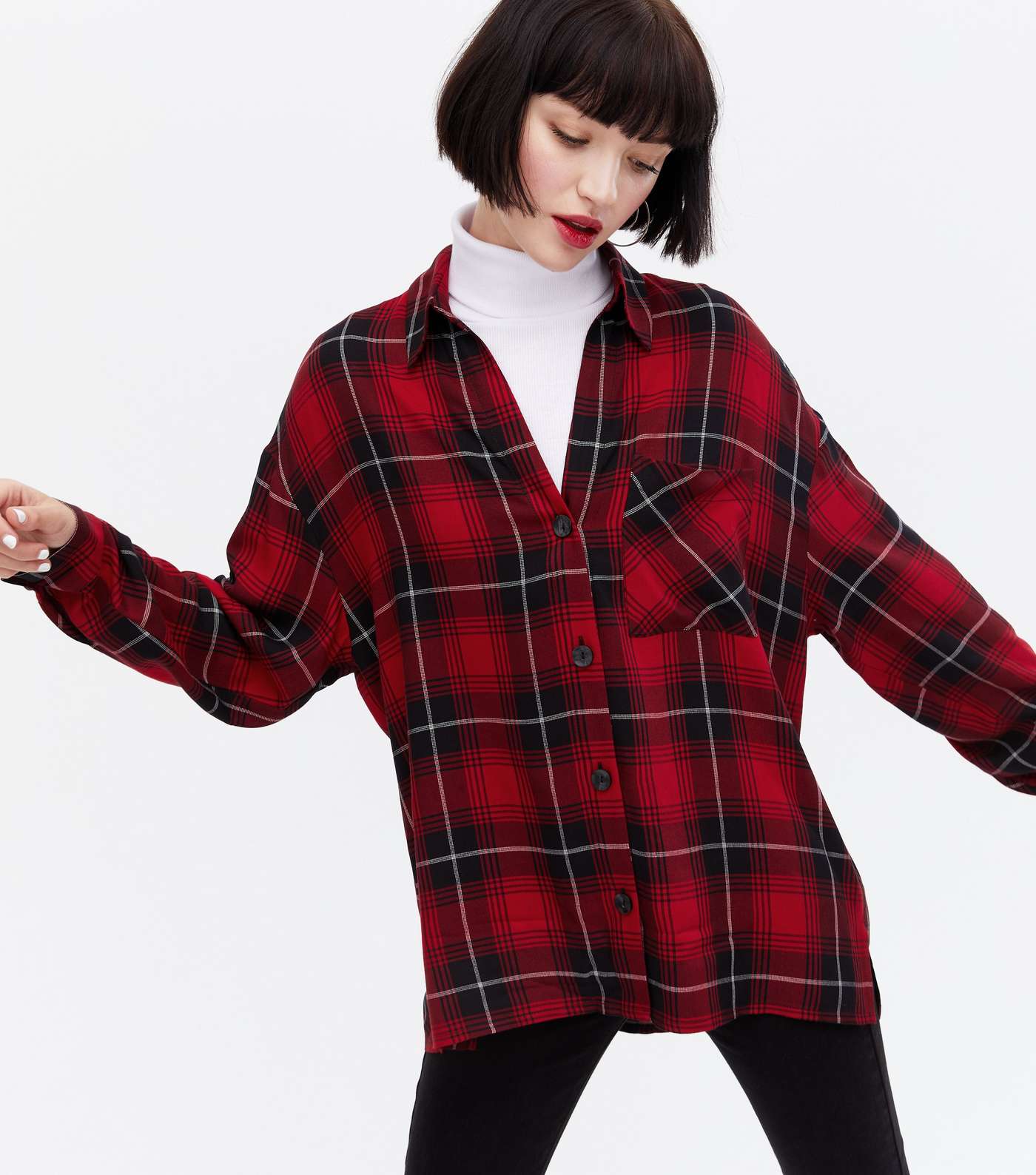 Red Check Oversized Shirt
