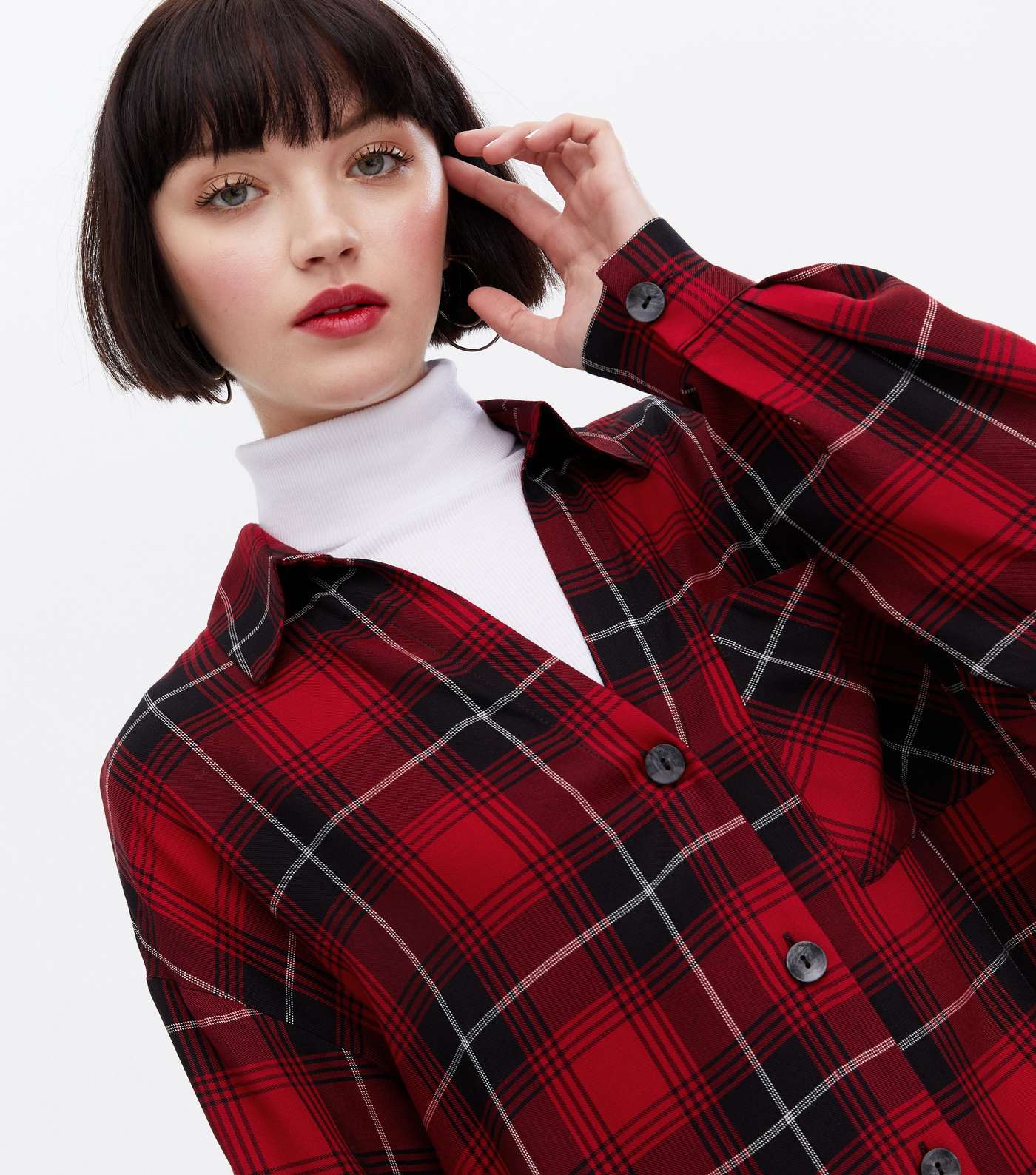 Red Check Oversized Shirt Image 3
