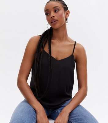 Black Strappy Back Cami New Look