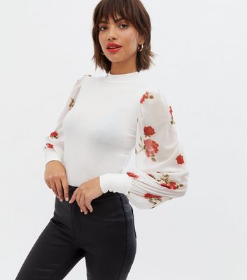 White floral 2024 mesh top