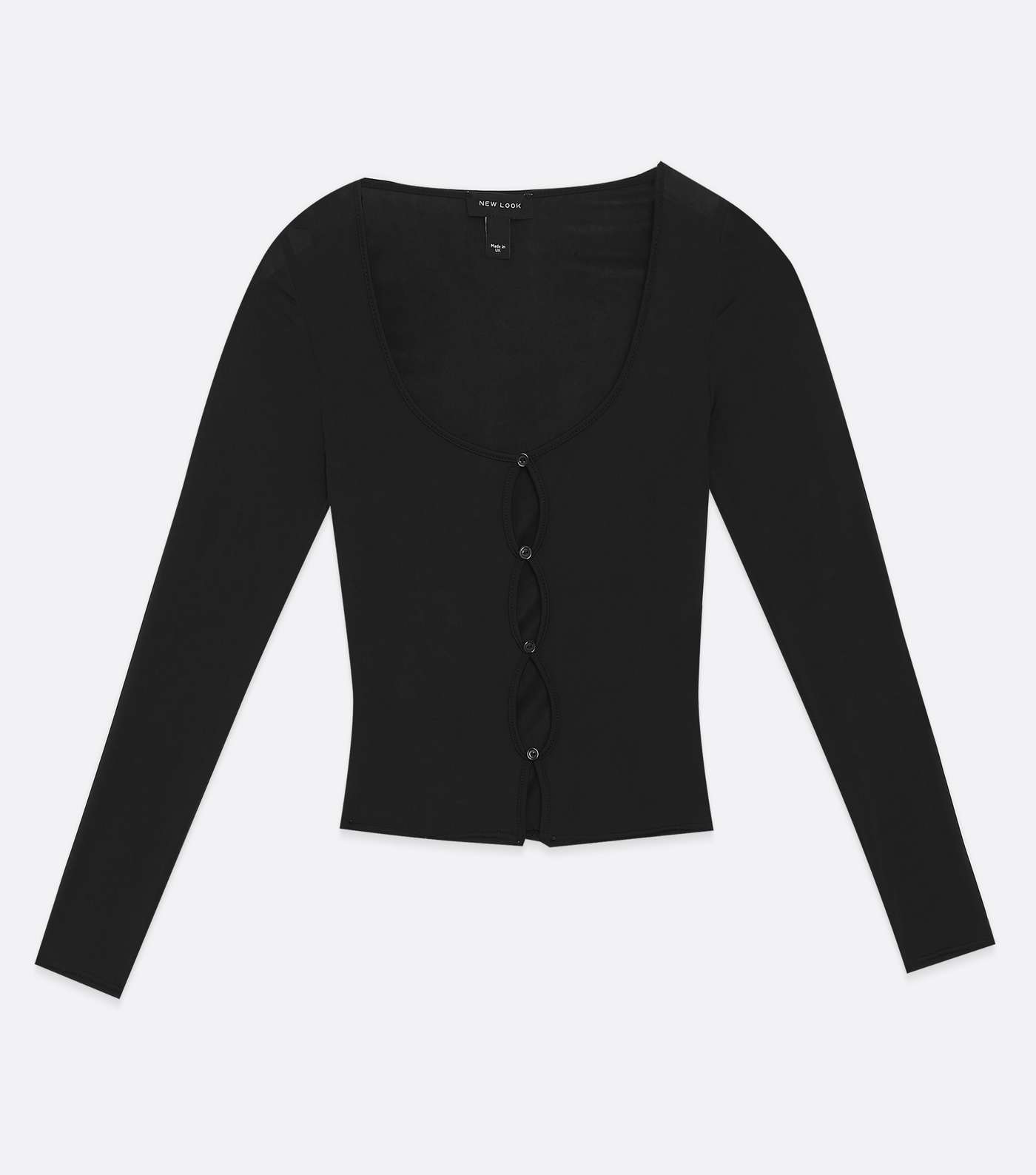Black Button Front Cut Out Cardigan Image 4