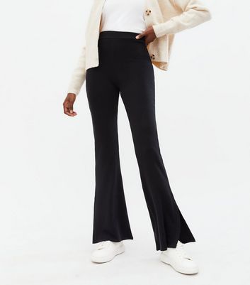 Click to view product details and reviews for Pink Vanilla Black Knit Split Flared Trousers New Look.