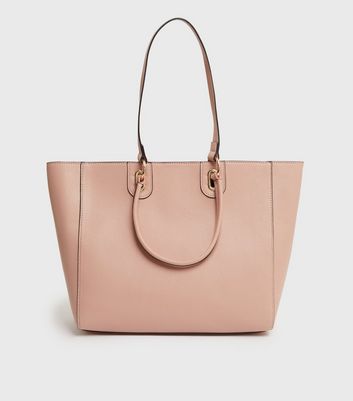 Pale Pink Leather Look Handle Front Tote Bag New Look