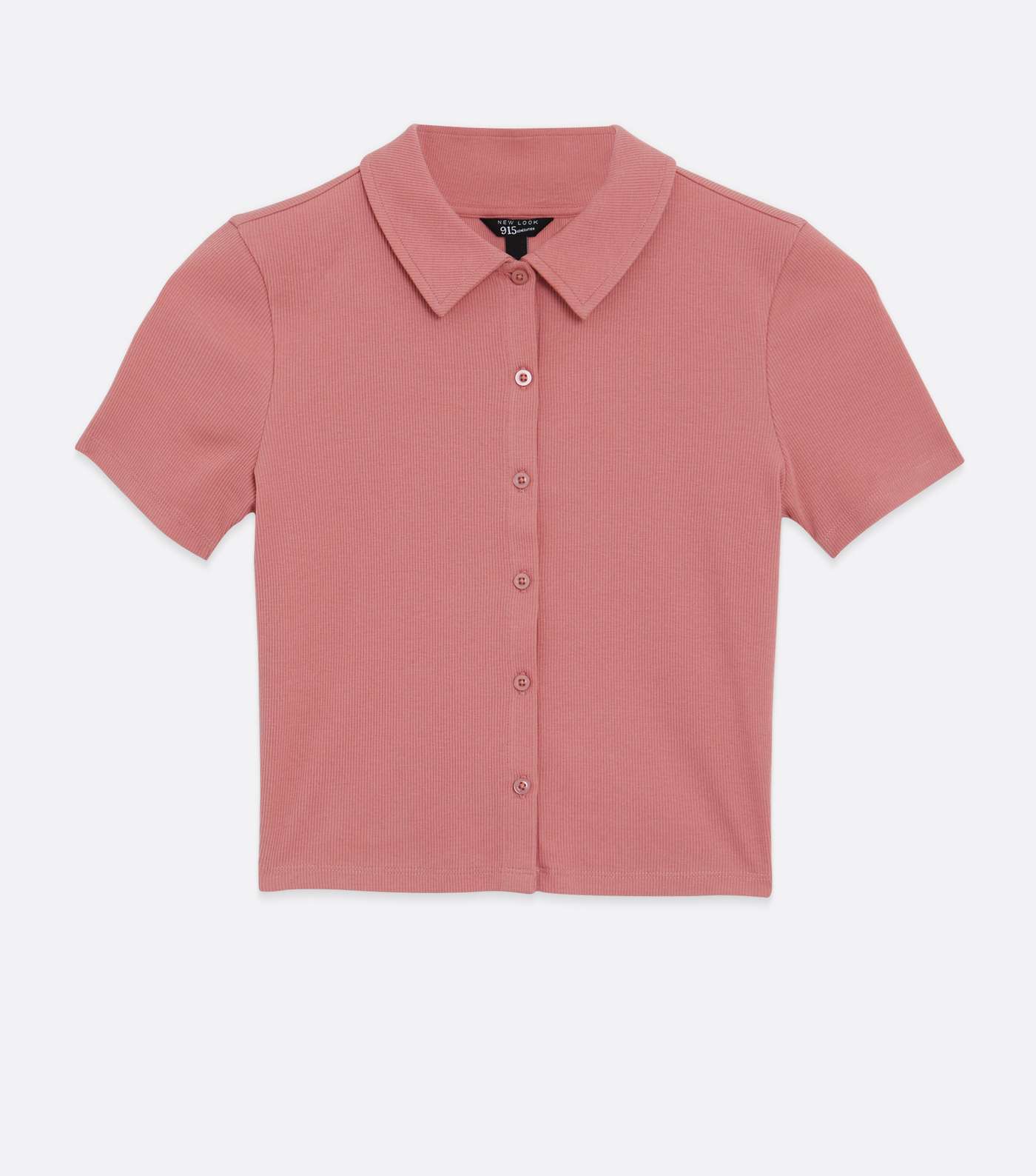 Girls Pink Ribbed Button Polo Top Image 5