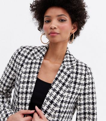 Click to view product details and reviews for Black Check Bouclé Double Breasted Blazer New Look.