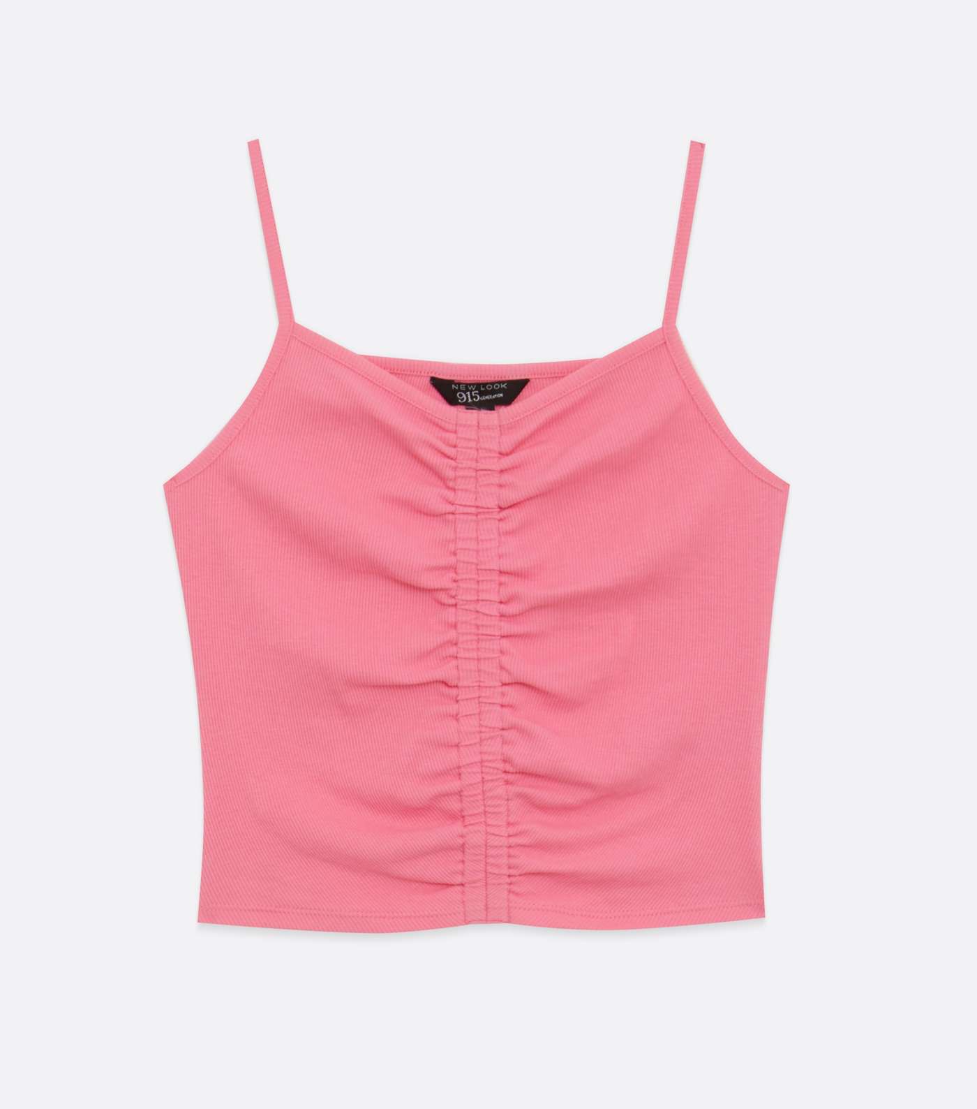 Girls Mid Pink Ribbed Ruched Cami Image 5