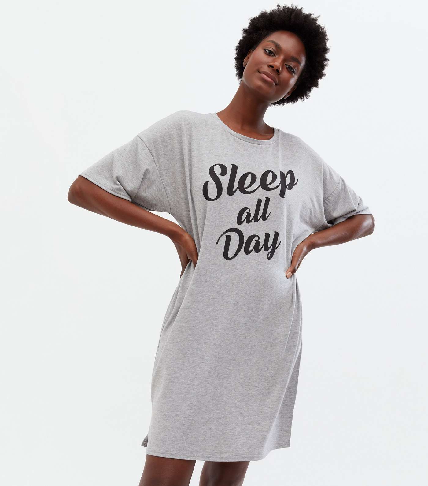 Pale Grey Sleep All Day Logo Nightshirt