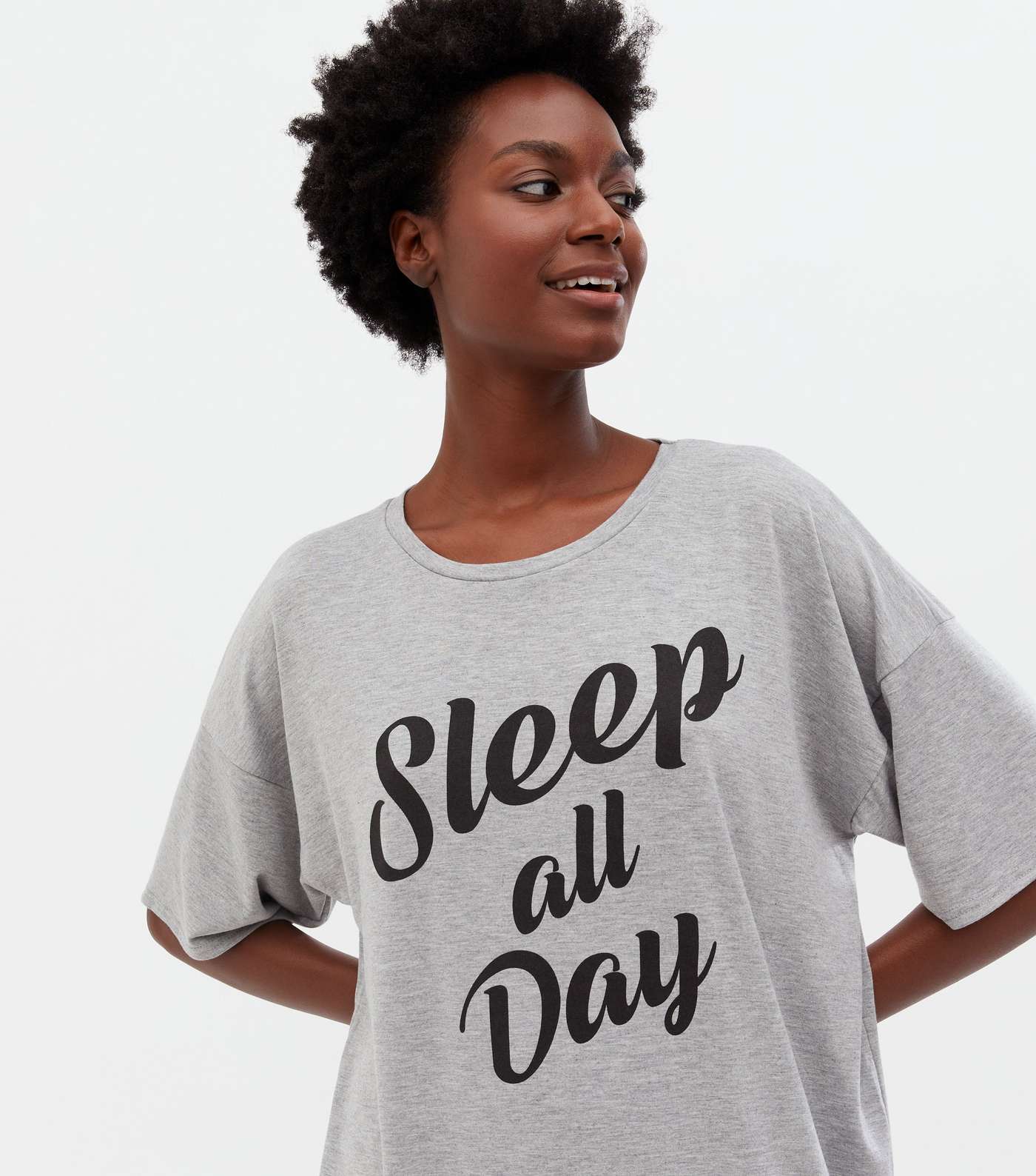 Pale Grey Sleep All Day Logo Nightshirt Image 3
