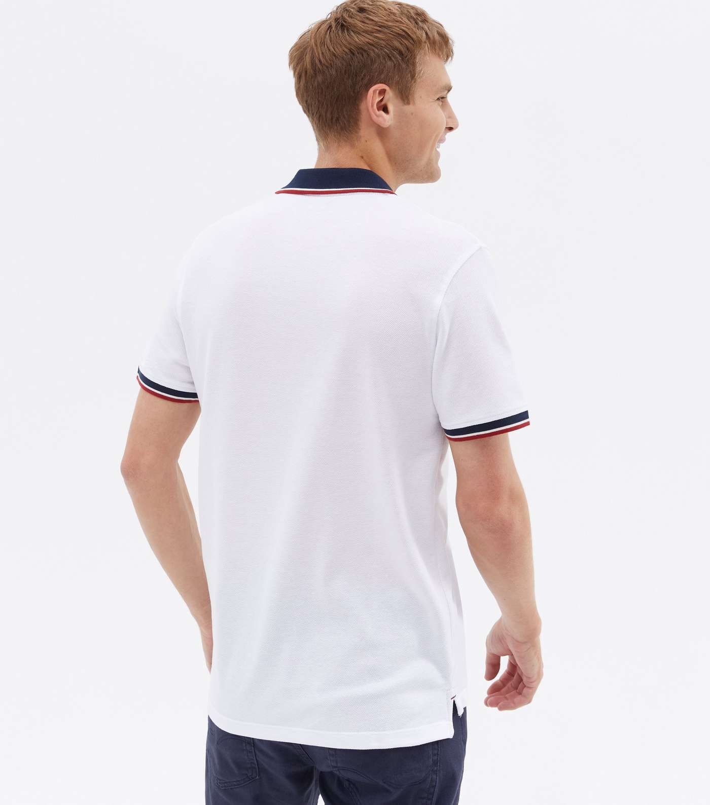 Jack & Jones White Stripe Collar Polo Shirt Image 4