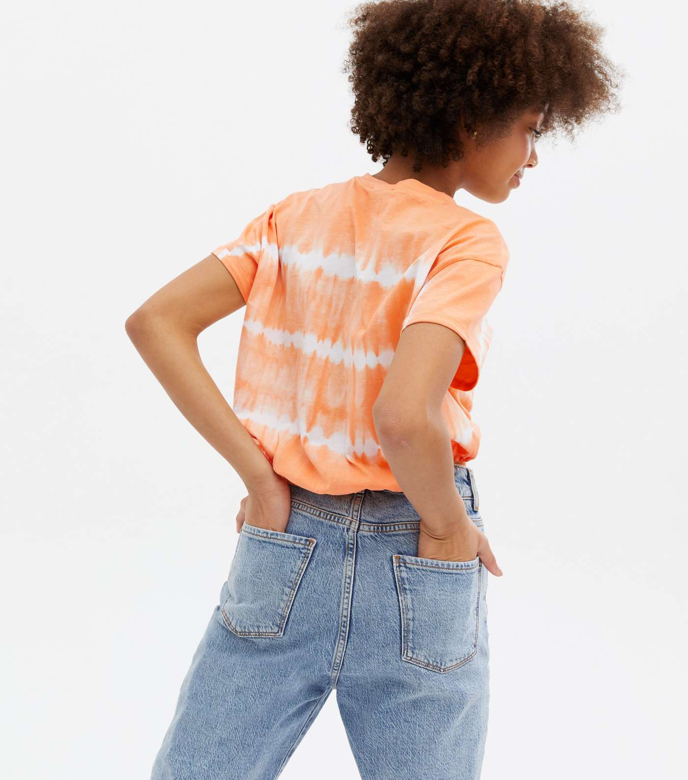 Girls Orange Tie Dye Elastic Hem T-Shirt Image 4