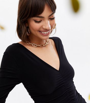 Click to view product details and reviews for Pink Vanilla Black Ruched Plunge Mini Dress New Look. Click to view product details and reviews for Pink Vanilla Black Ruched Plunge Mini Dress New Look.