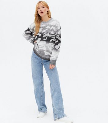 Click to view product details and reviews for Blue Vanilla Light Grey Ombré Leopard Print Jumper New Look.