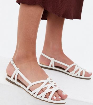Click to view product details and reviews for White Plaited Caged Slingback Sandals New Look Vegan.