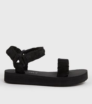 shop for Black Ruched Strappy Chunky Sandals New Look Vegan at Shopo