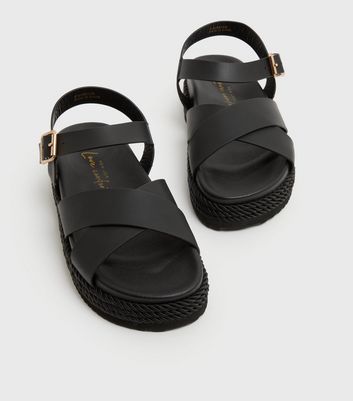 Click to view product details and reviews for Black Woven Trim Chunky Sandals New Look Vegan.