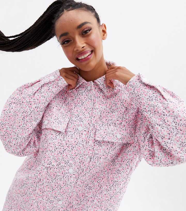 Cutesy Pink Floral Oversized Jacket