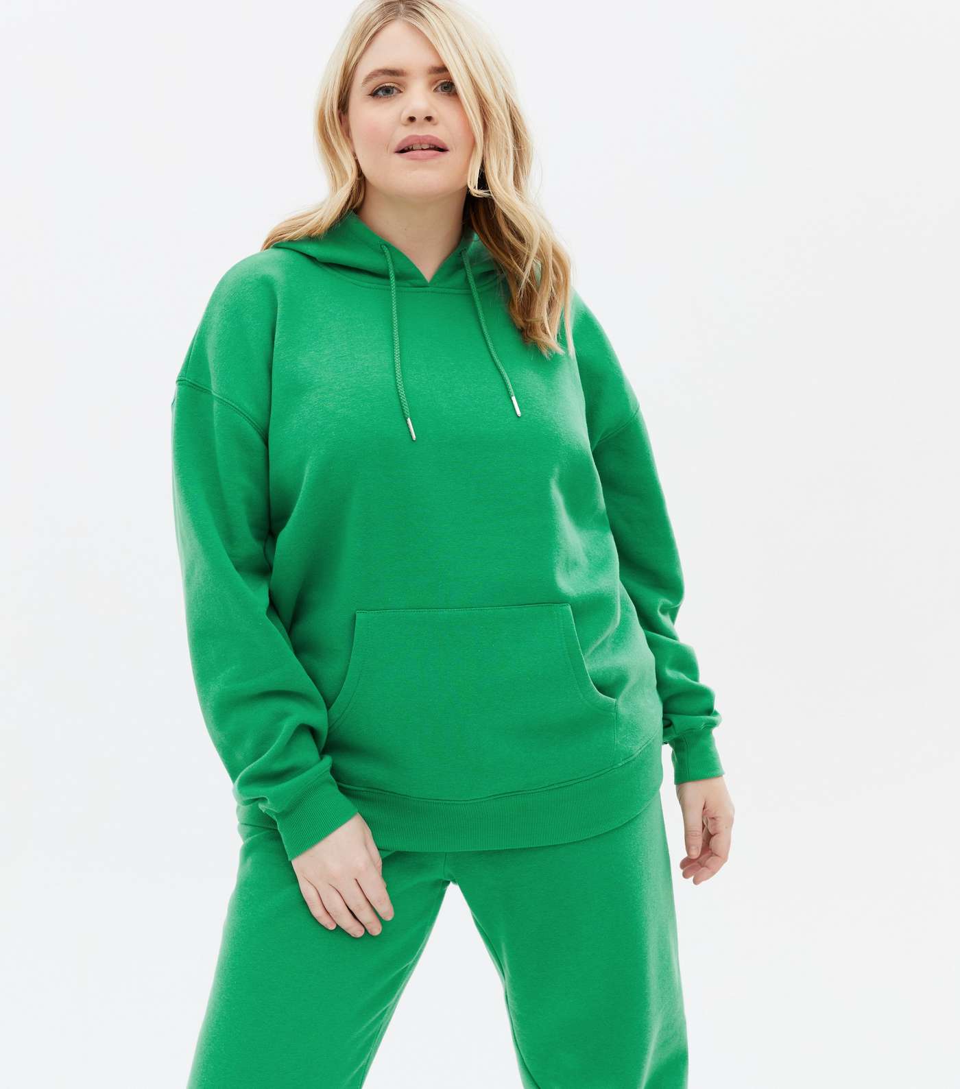 Curves Green Pocket Front Oversized Hoodie