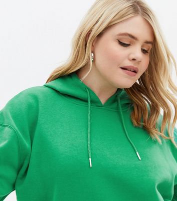 Curves Green Pocket Front Oversized Hoodie New Look