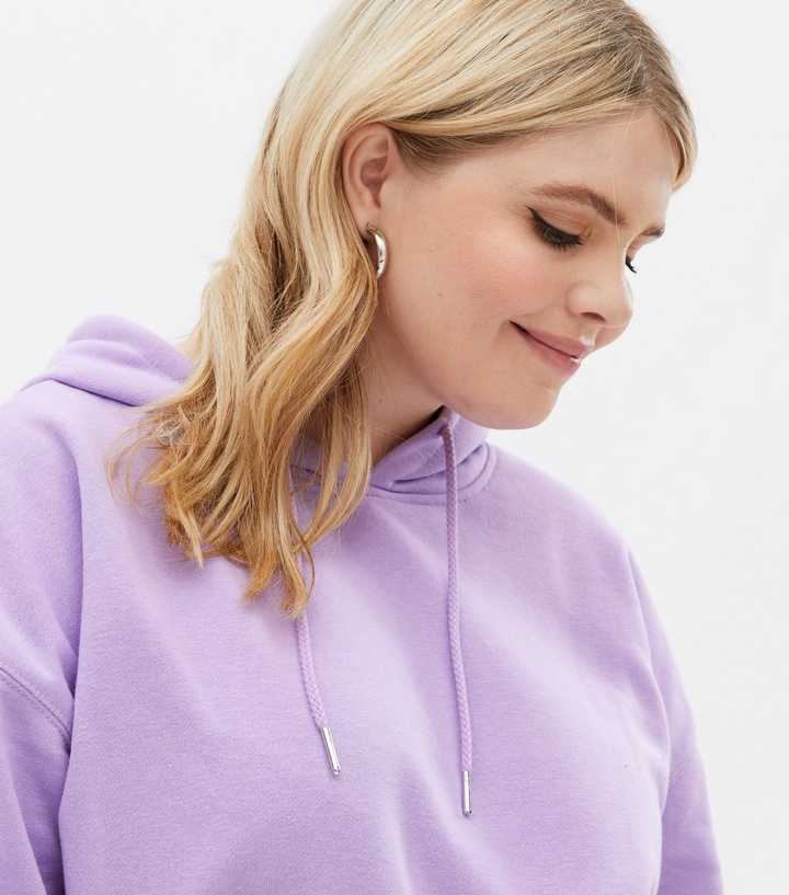 Curves Light Purple Pocket Front Oversized Hoodie | New Look