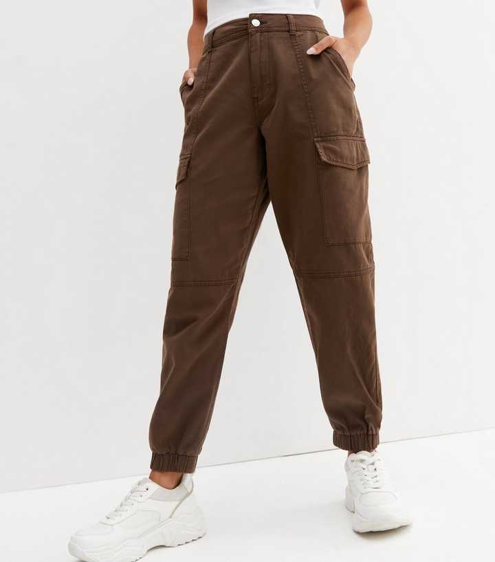 Petite Dark Brown Cargo Utility Trousers