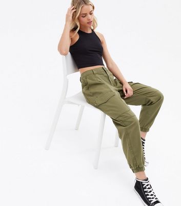 New Look Women's Petite Khaki Cargo Utility Trousers - UK 10