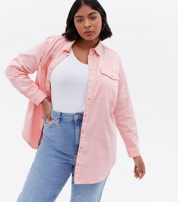 new look pink denim shirt