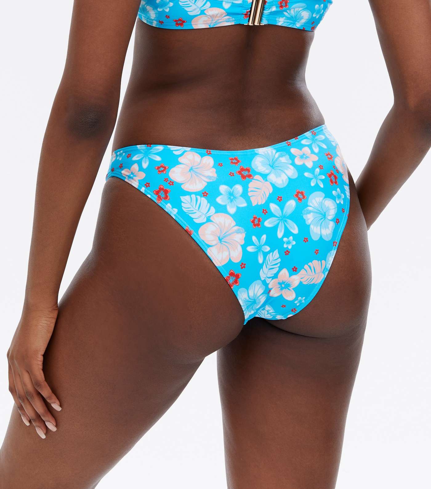 Blue Tropical Floral V Front Bikini Bottoms Image 4