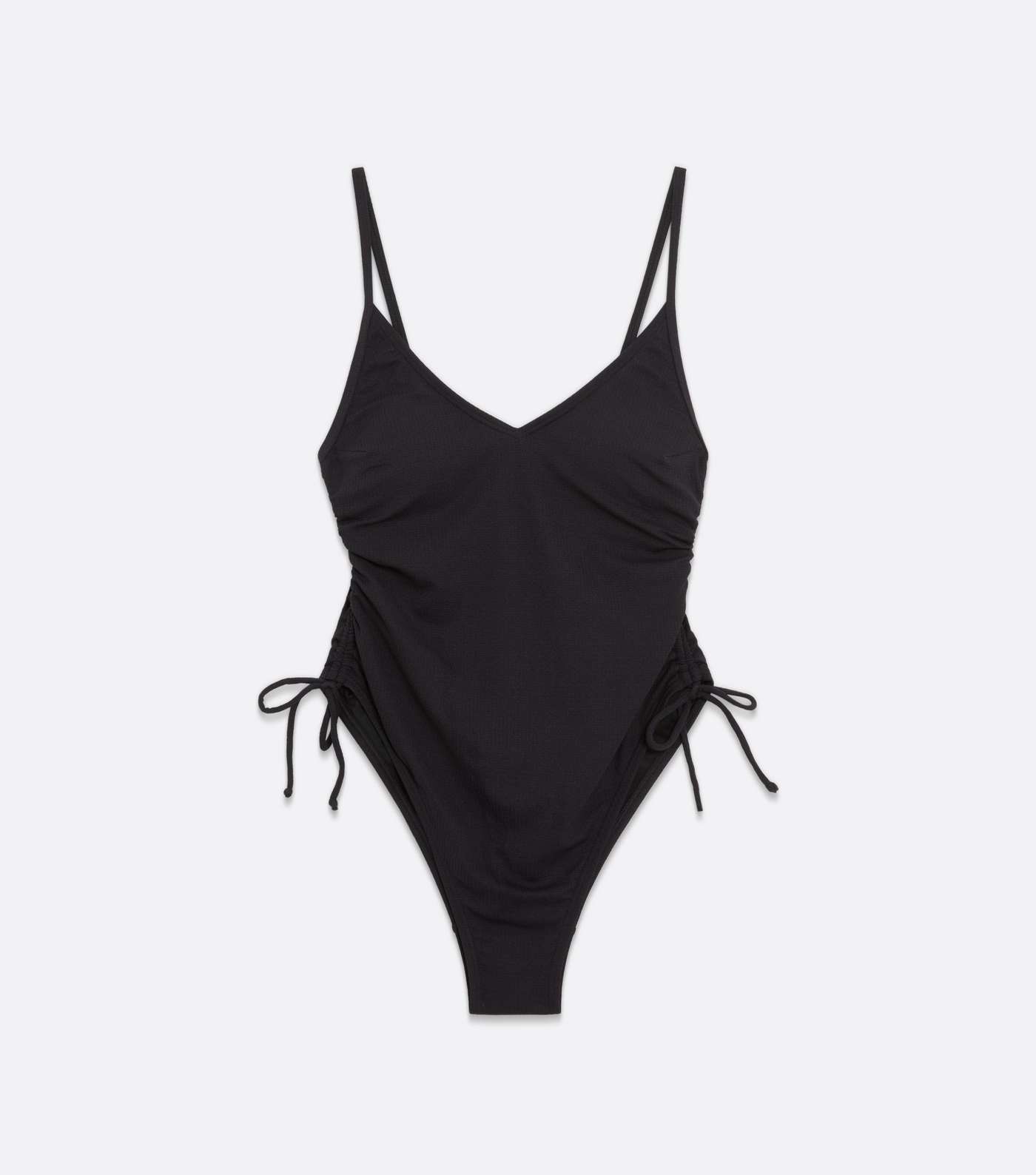 Black Ruched Tie Side Swimsuit Image 5
