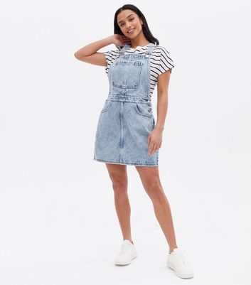 Petite denim shop pinafore dress