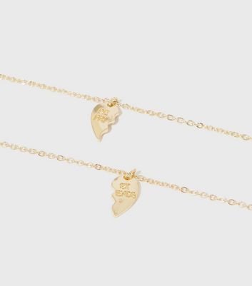 Girls 2 Pack Gold Heart Best Friend Anklets