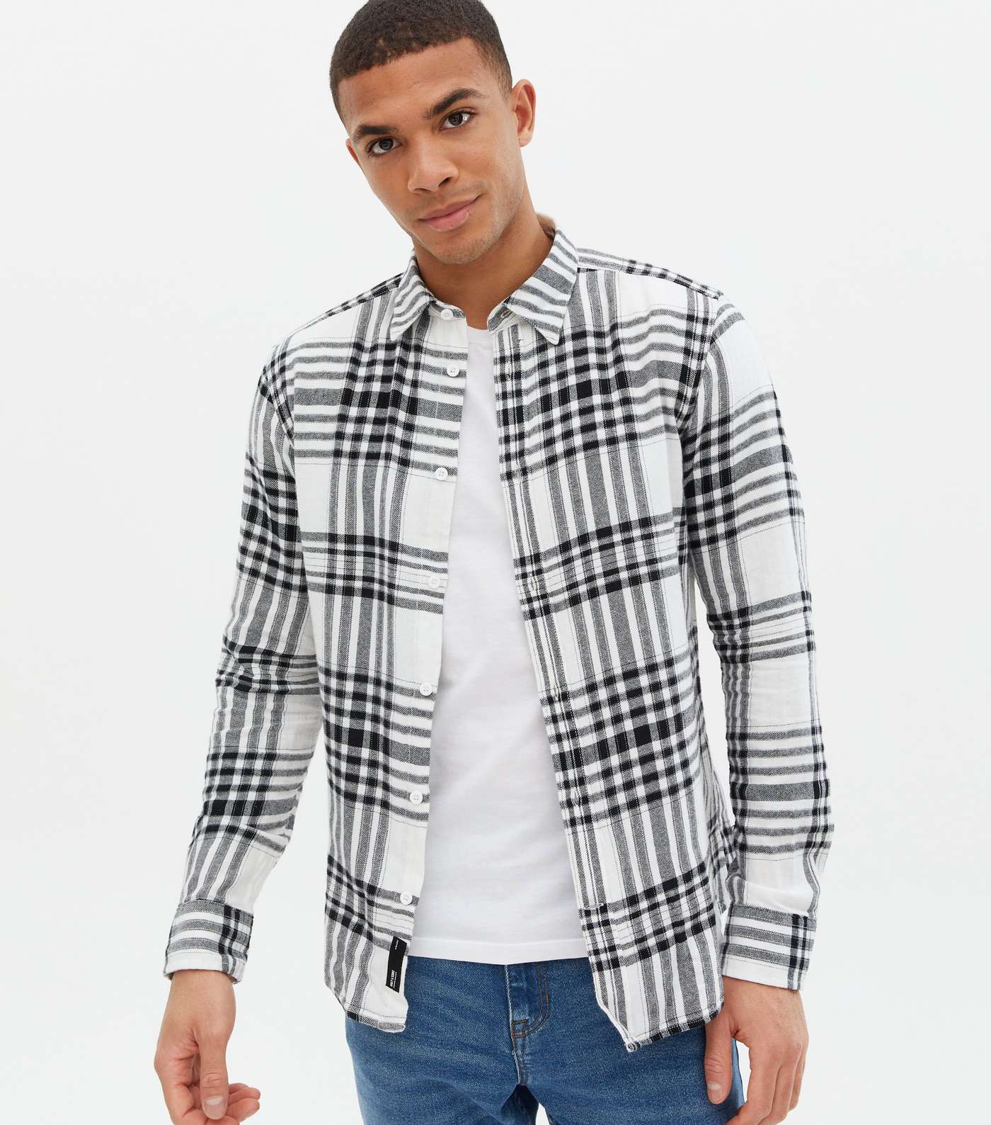 Only & Sons White Check Long Sleeve Shirt