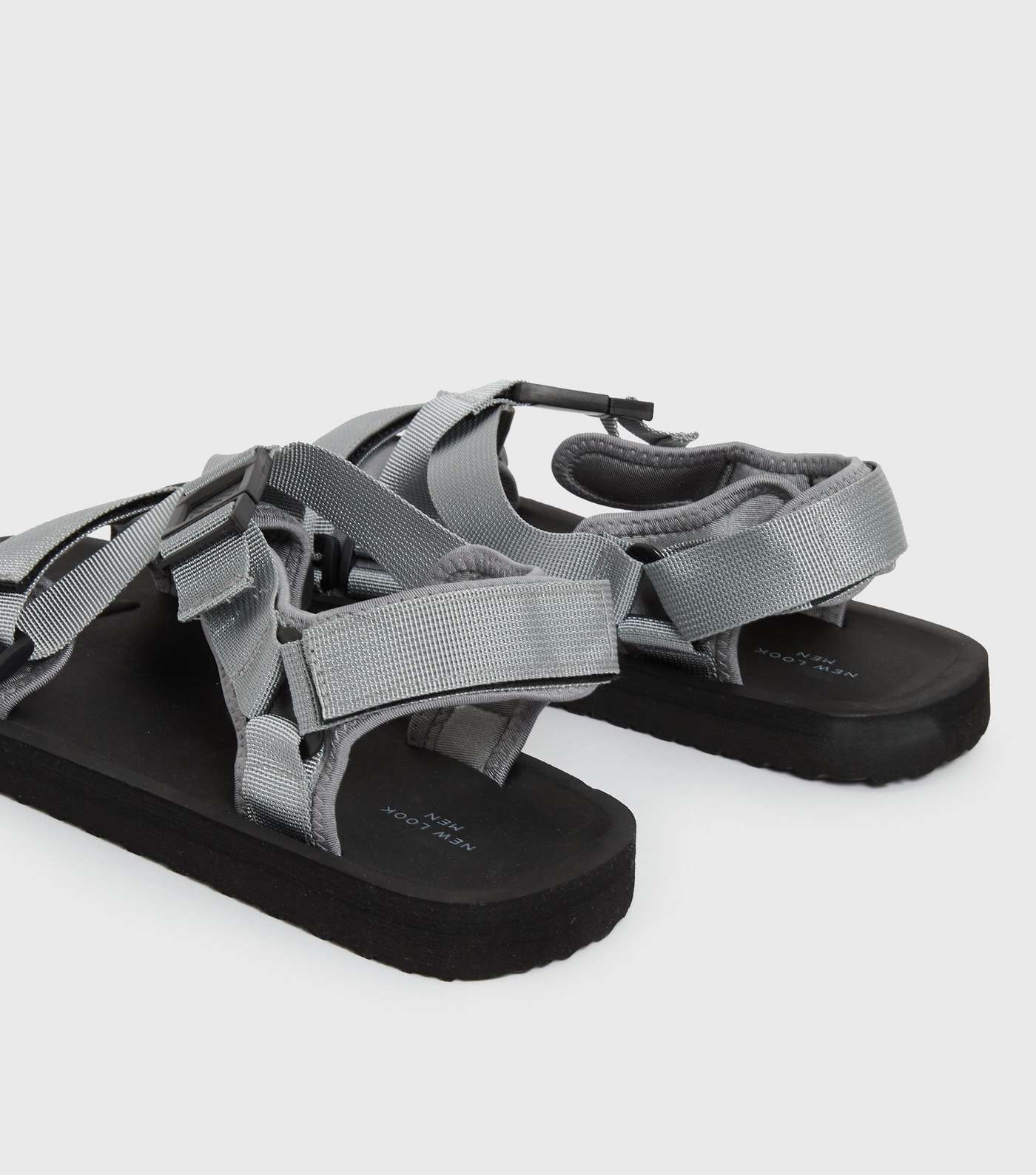 Pale Grey Webbed Strap Technical Sandals Image 4
