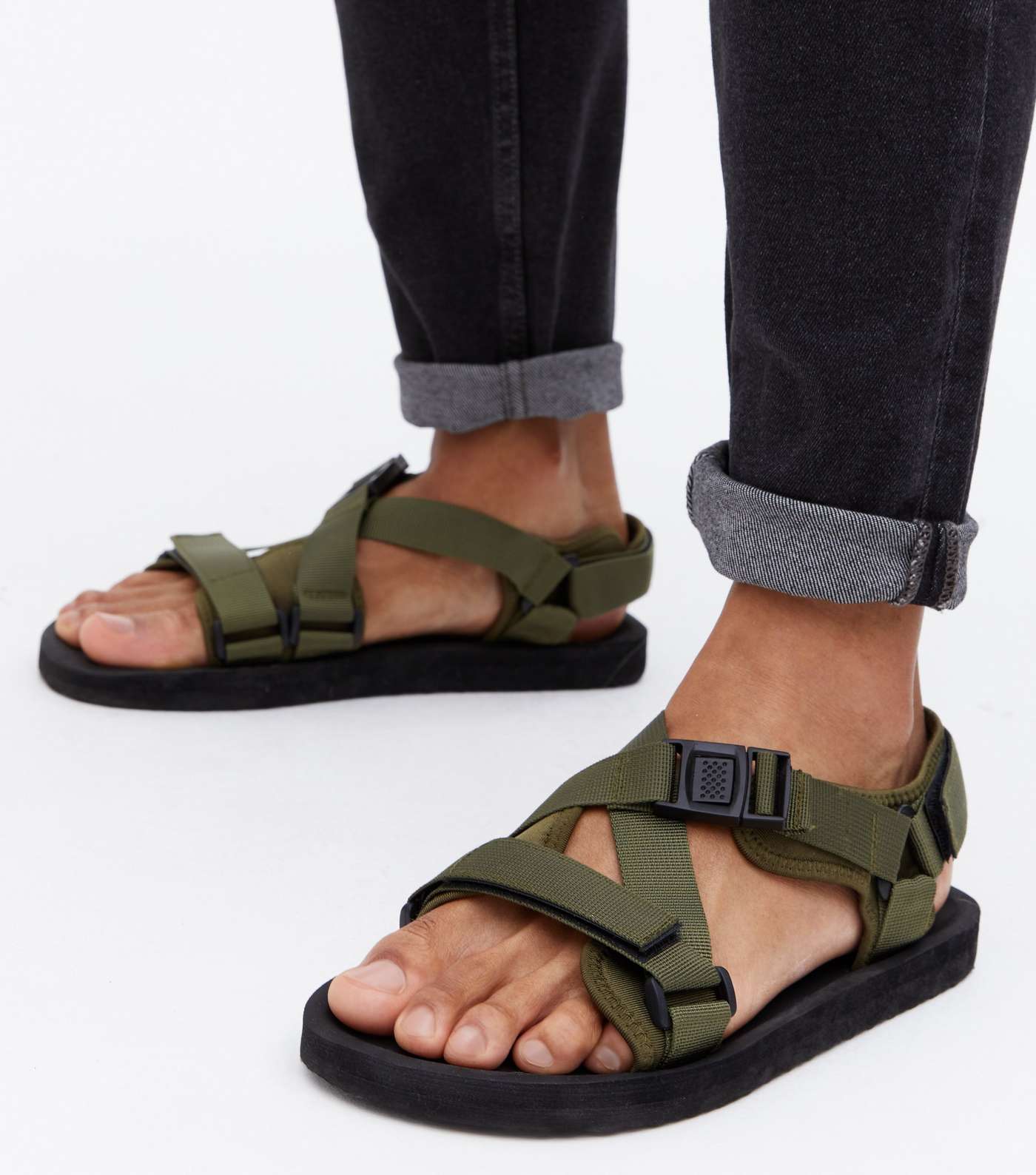 Khaki Webbed Strap Technical Sandals Image 2