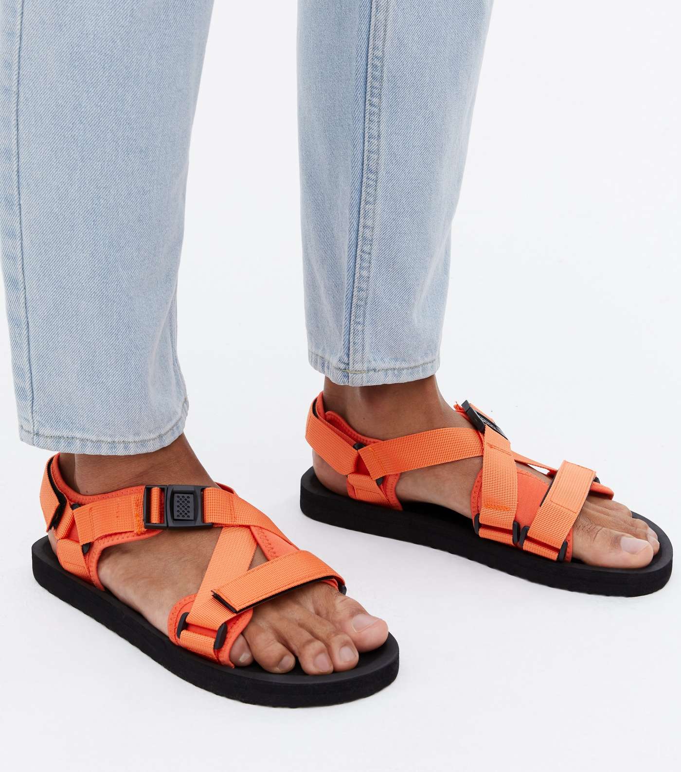 Orange Webbed Strap Technical Sandals Image 2