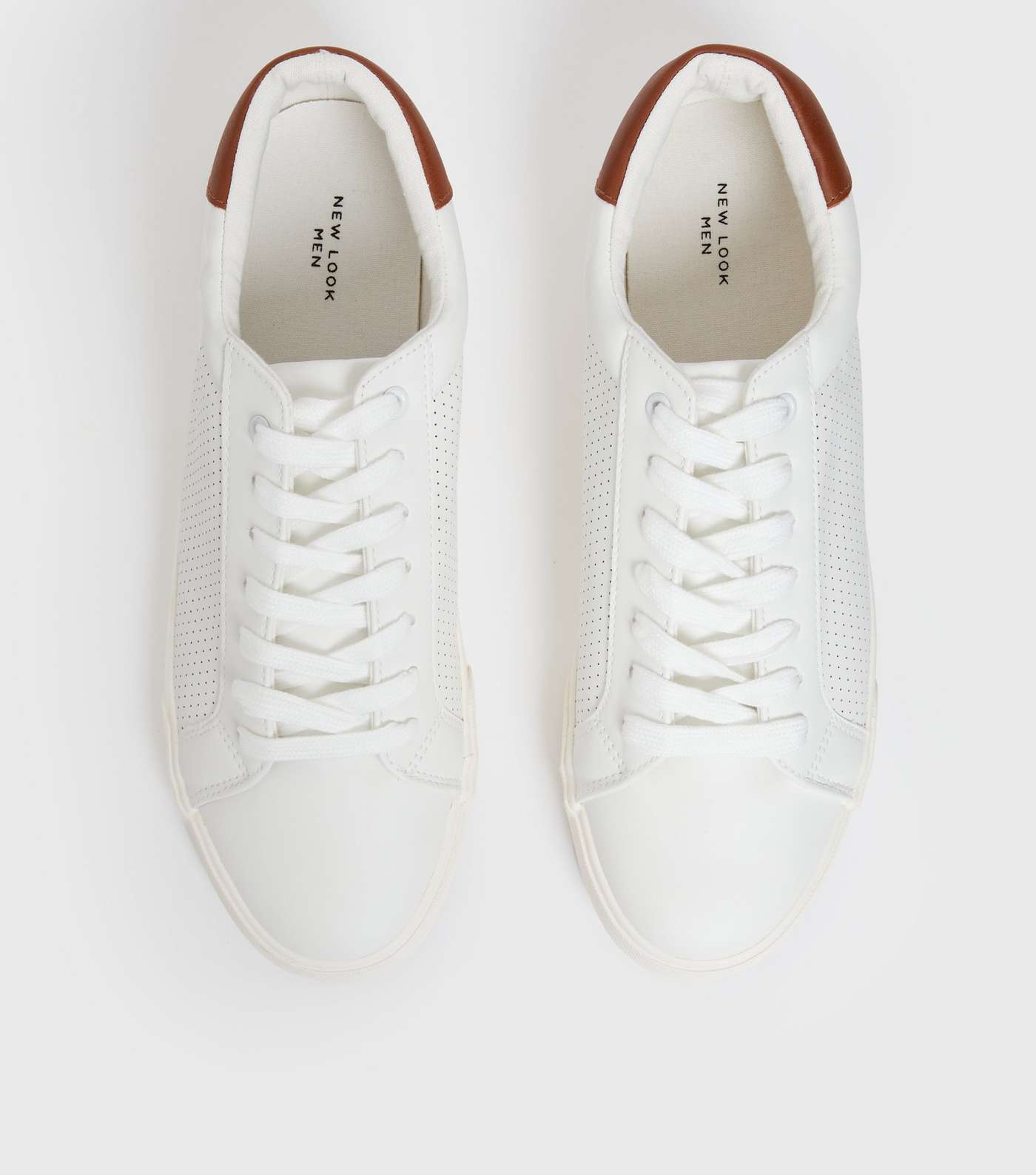 White Suedette Contrast Back Lace Up Trainers Image 2